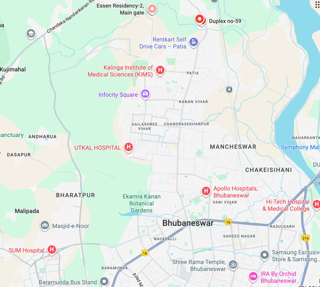 Location map of Essen Residency III in Bhubaneswar